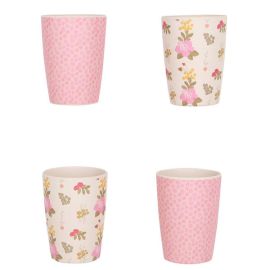 Bamboo Tumbler Set 4-Pack - Floral and Pink